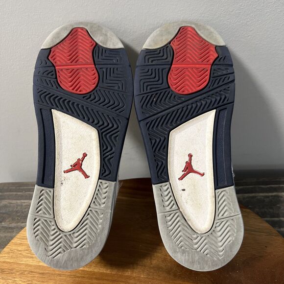 Nike Youth Size 1 Y Air Jordan 4 Retro Midnight Navy White Shoes BQ7669-140 - Picture 7 of 8